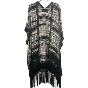 Lightweight Boho Fringe Aztec Print Long Wrap Soft Ruana